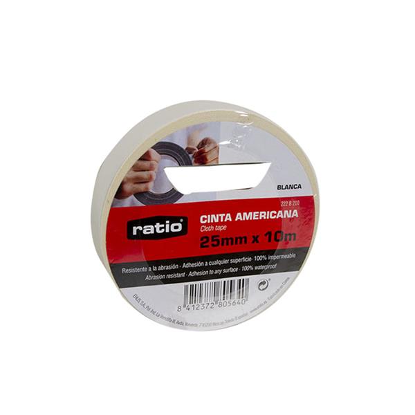 Cinta america 25  mm 10 mt blanca Ratio