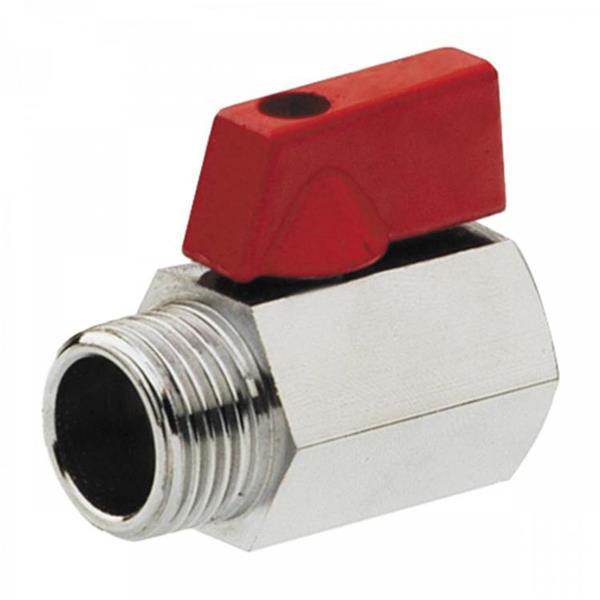 VALVULA ESFERA MINI M-H DT 1/2" MANDO ROJO/METALICO