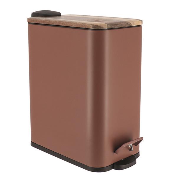 Cubo de basura rectangular metal. Tapa amortiguada. 5 L. Modelo Acacia
