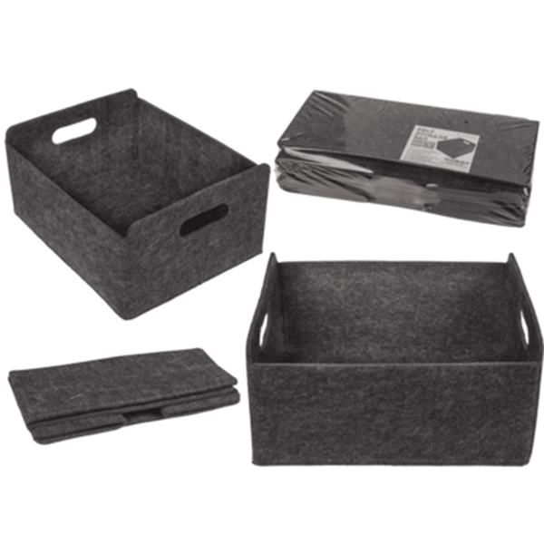 Juego 2 cajas fieltro gris oscuro. 31x25x15 cm.