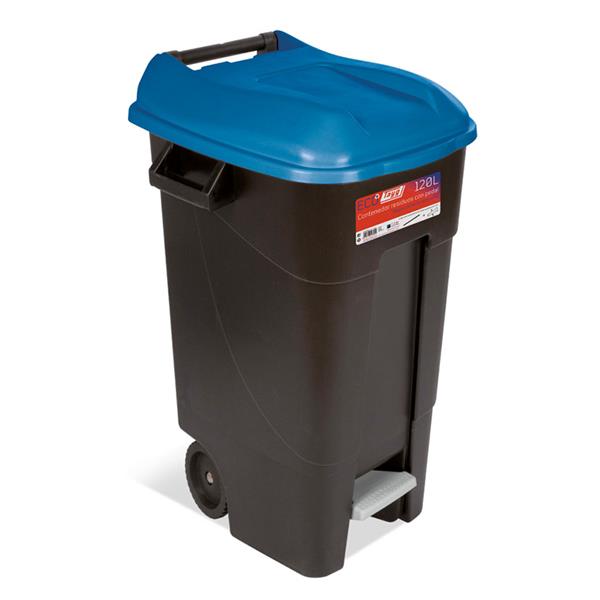 Contenedor con pedal. 120 litros. Tapa azul