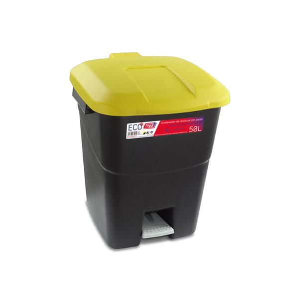 Contenedor con pedal 50 litros. Tapa color amarillo