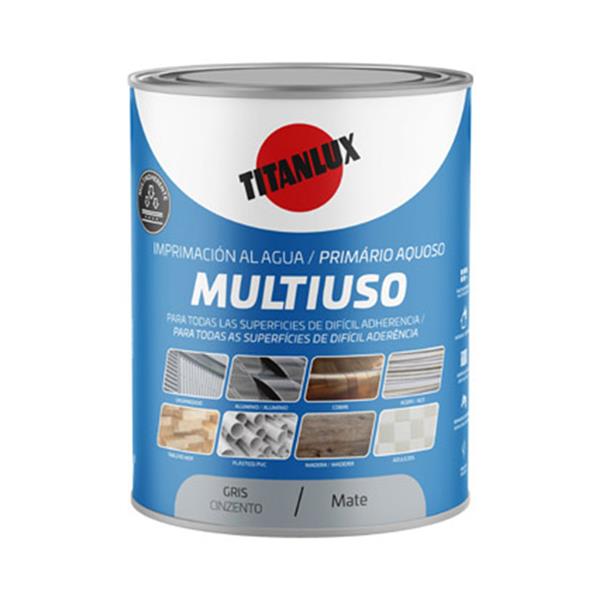 Imprimacion anticorrosiva al agua de secado rapido gris. 750ml TITANLU