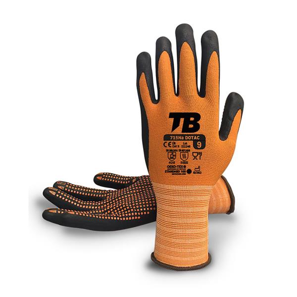 GUANTE TALLA 10 NYLON NARANJA PUNTOS NITRILO