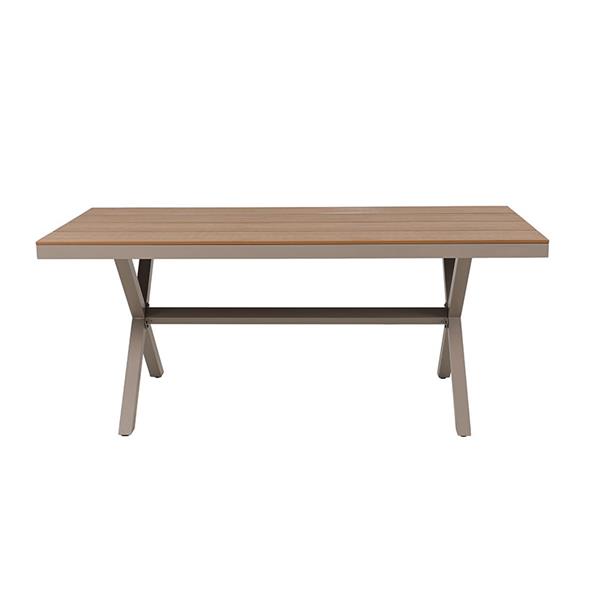 Mesa comedor aluminio. Tope polymadera. Medidas: 180x90xh74 cm.