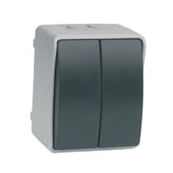 Interruptor / conmutador doble gris