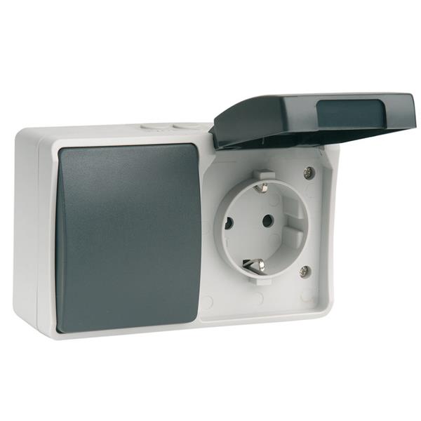 Int./ conmutador + base enchufe gris