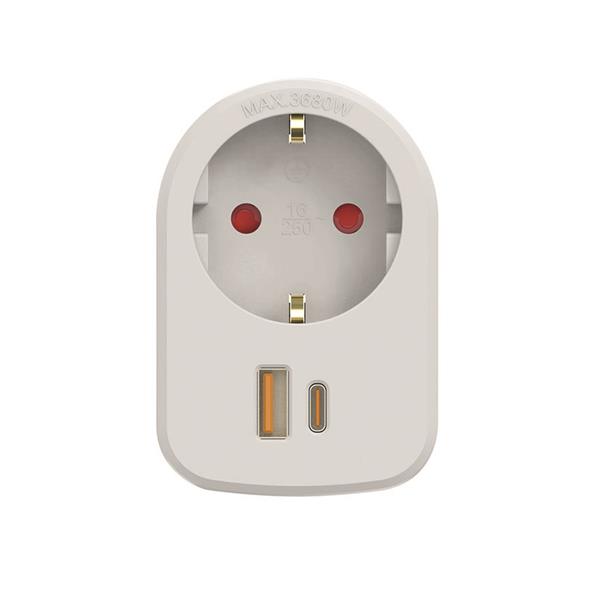 Adaptador combi USB A + C 30W carga rapida SIMON