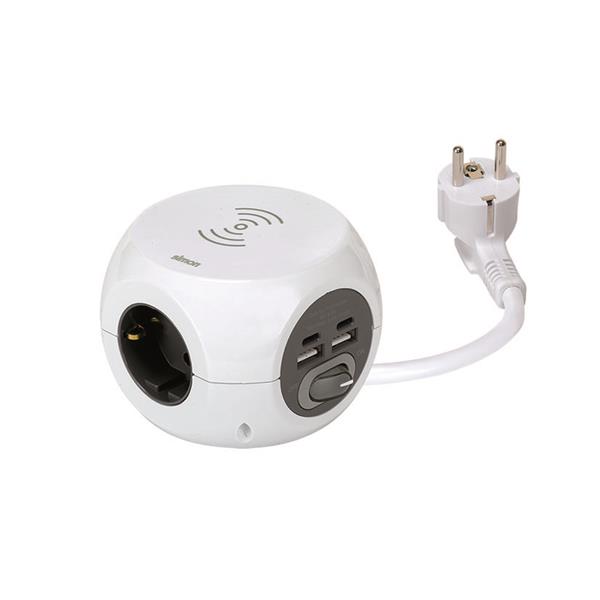 Base mult. COMBIBALL 2 USB A + 2 USB C y carga inalambrica SIMON