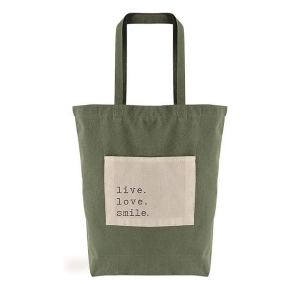 Bolsa algodon bolsillo verde.