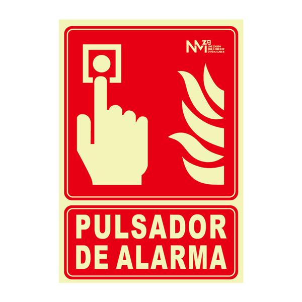 Senal pulsador pvc 0,7mm clase b 210x300mm