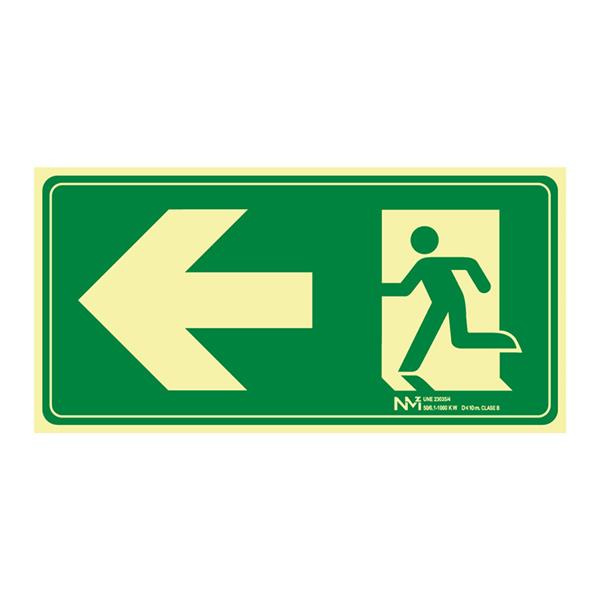 Senal evacuacion flecha izquierda pvc 0,7mm clase b