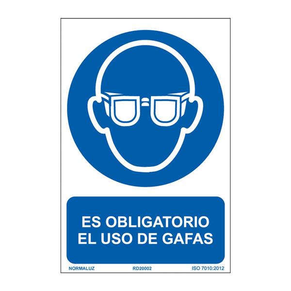 Senal oblig el uso de gafas pvc 0,7mm 210x300mm