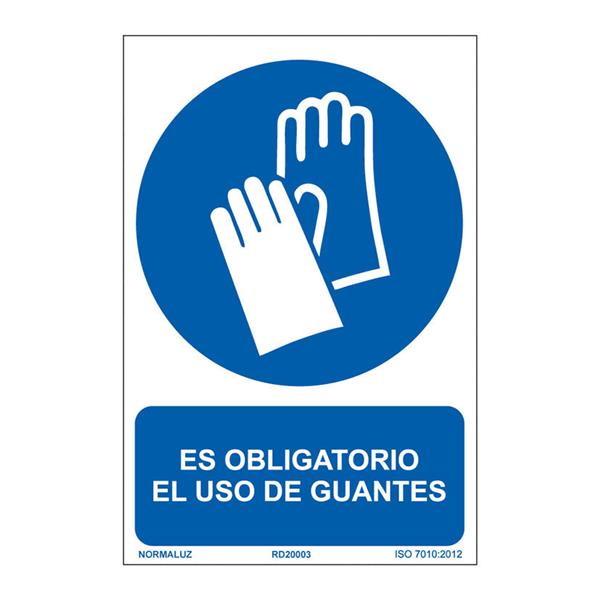 Senal oblig el uso de guantes pvc 0,7mm 210x300mm