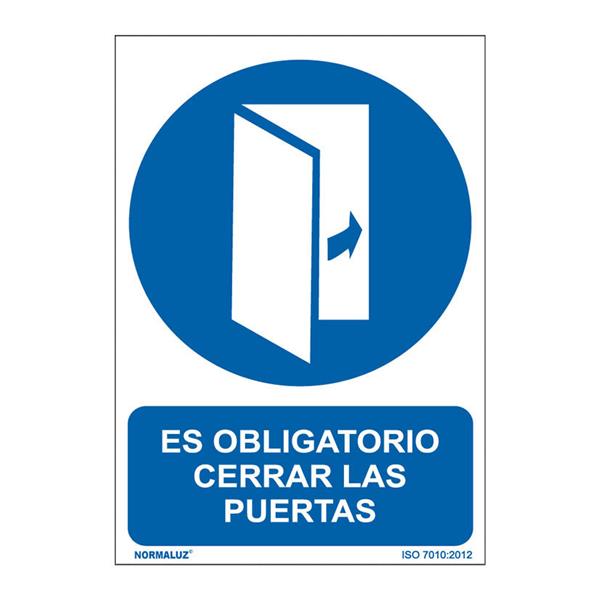 Senal obligatorio cerrar las puertas pvc 0,7mm 210x300mm