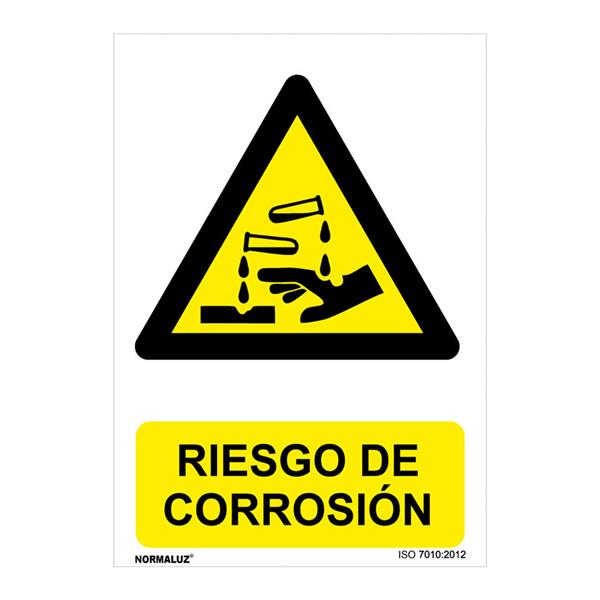 Senal peligro riesgo de corrosion pvc 0,7mm 210x300mm