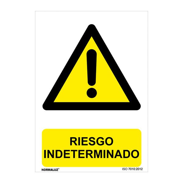 Senal peligro riesgo indeterminado pvc 0,7mm 210x300mm