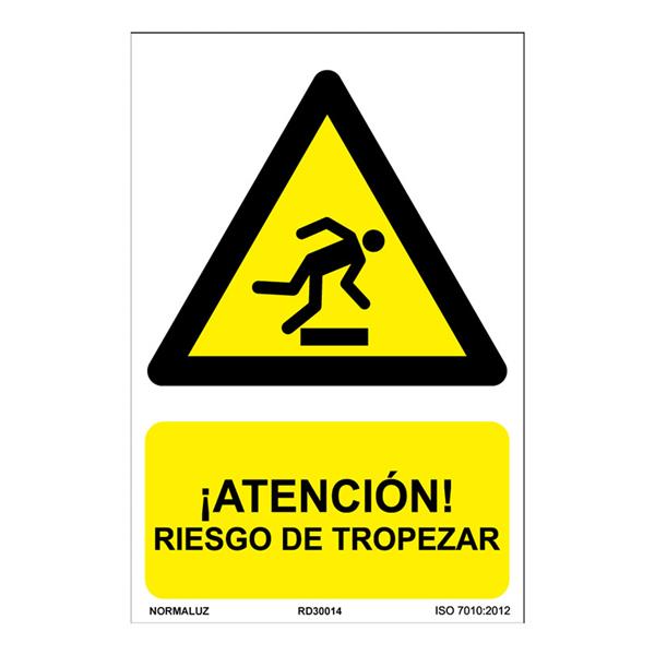 Senal peligro riesgo de tropezar pvc 0,7mm 210x300mm