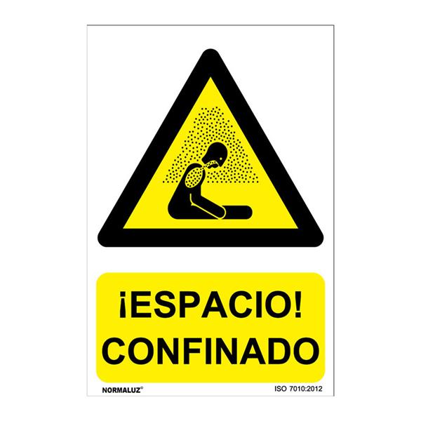 Senal peligro espacio confinado pvc 0,7mm 210x300mm
