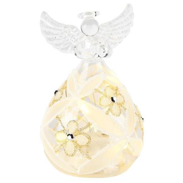 ANGEL NAVIDAD COLGANTE TRANSP/DORADO NAVIDAD LED. 7x7x10cm