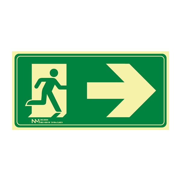 SE&Ntilde;AL EVACUACION FLECHA DERECHA PVC 0,7mm Clase B 320X160mm