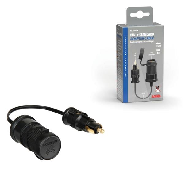 ADAPTADOR ENCHUFE MECHERO STANDARD+DIN CON ALARGADOR 12/24V 8A
