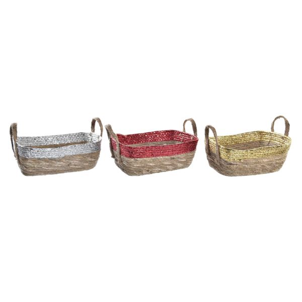 CESTA FIBRA SEAGRASS 3COLORES 32X22X12CM