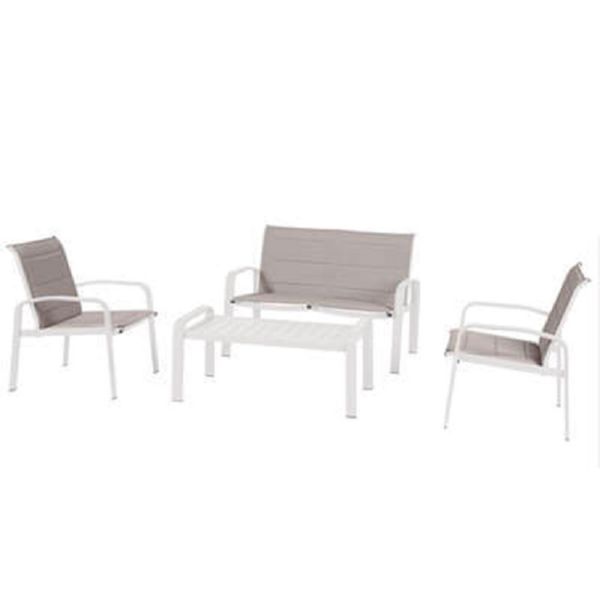 CONJUNTO ELYN 2 SILLONES + SOFA + MESA BLANCO