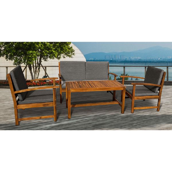 CONJUNTO MADERA . SOFA + 2 SILLONES + MESA BAJA VIETNAM