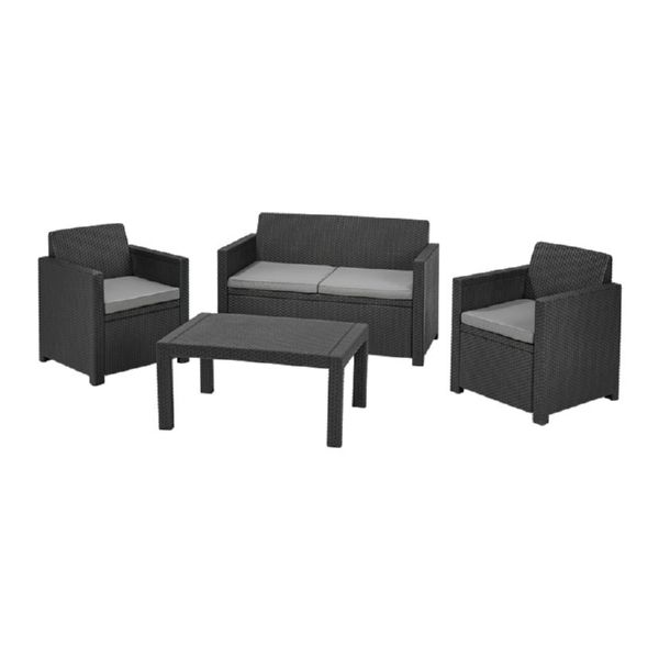 Conjunto Merano 2 sillones+sofa + mesa auxiliar. Antracita