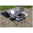 Conjunto Palermo. Sofa acero + 2 mesitas + puff.
