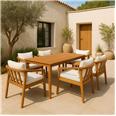 Conjunto comedor terraza 7 piezas Dom. Estructura madera. Tipo tela po