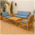 Conjunto mueble jardin 4 piezas Litoral. Estructura madera. Color crud