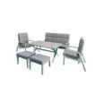 Conjunto aluminio. Sofa+2 sillones+2 pufs+mesa alta FILIPINAS