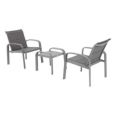 Conjunto ELYN 2 metalico 2 sillones+mesa antracita.